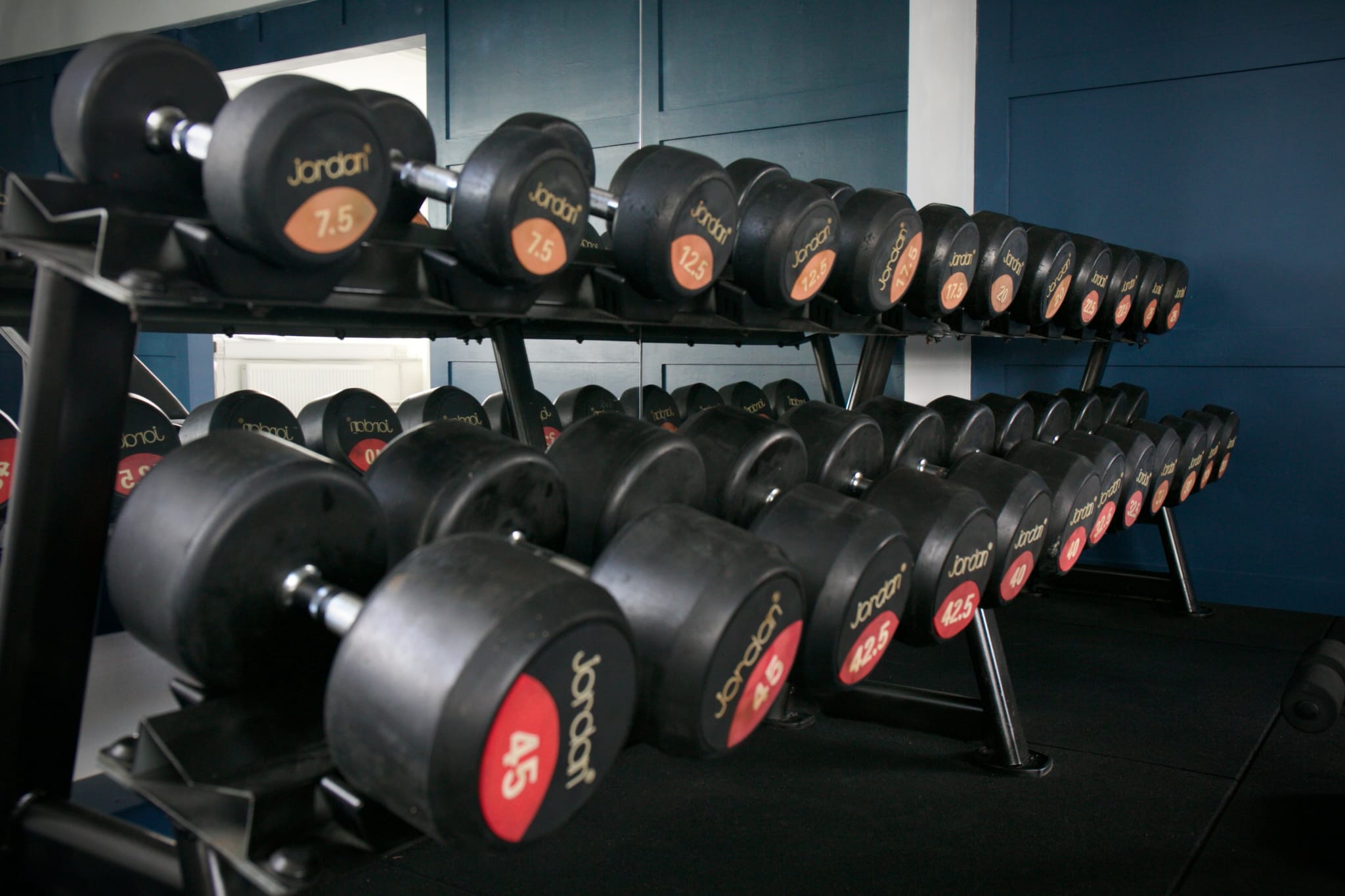 Dumbbells and benches at Top Floor Performance